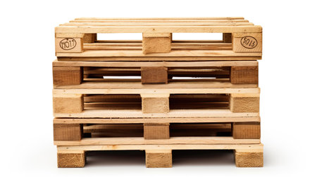 freight euro pallet stacked on white background.の素材