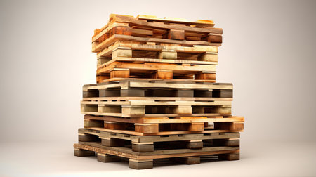 freight euro pallet stacked on white background.の素材