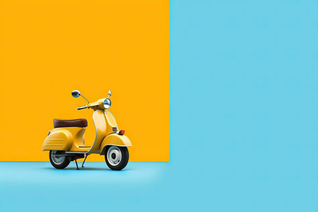 Scooter on color background, copyspace for your individual text.の素材