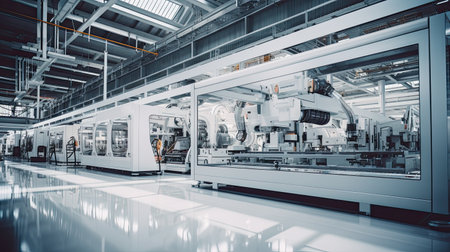 factory workshop interior and machinesの素材