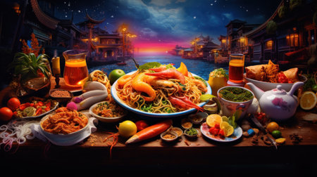 Thai street food, The market in Thailand is full of foodの素材