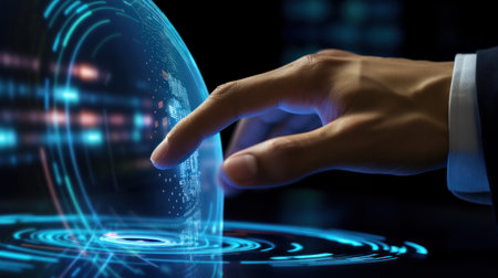 Data Management System (DMS) with Business Analytics concept. businessman working with provide information for Key Performance Indicators (KPI) and marketing analysis onn virtual computer.の素材