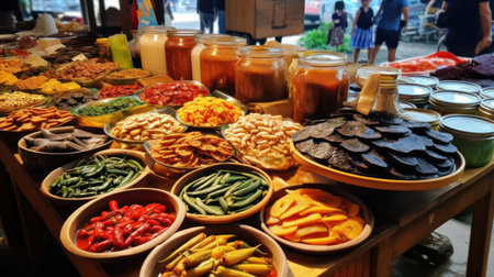 Oriental food - takeaway at street market.の素材