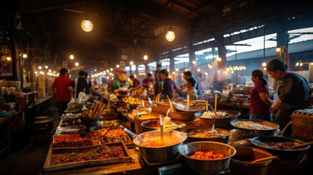Oriental food - takeaway at street market.の素材