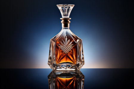Bottle of premium alcohol, isolated on dark background. Ideal for mock-up designの素材