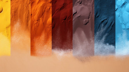 Colorful sand as the background image with wave-shaped structure.の素材