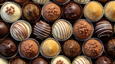 Closeup of typical brazilian brigadeiros, various flavors.の素材