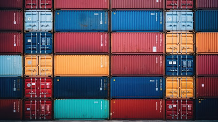 Background of Stack of Cargo Containers at a Portの素材