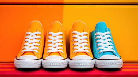 Classic old school color sneakers.の素材