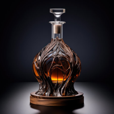 Bottle of premium alcohol, isolated on dark background. Ideal for mock-up designの素材