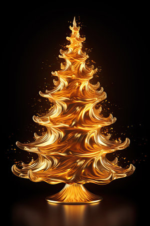 Golden xmas tree candle. Happy New Year and Merry Christmas.の写真素材