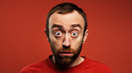 Sad man isolated on color background, close up Portrait.の素材