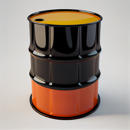 200L Black metal barrel isolated on white backgroundの素材