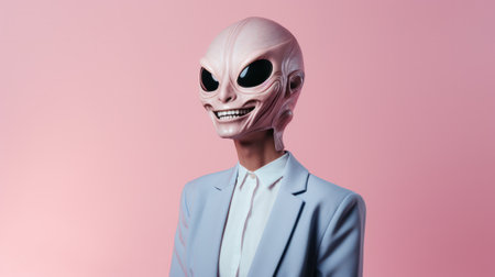 Image of an alien. Humanoid from an other planet portrait on studio backgroundの素材