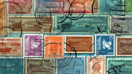 Unreal Postage stamps from different countries and times.の素材