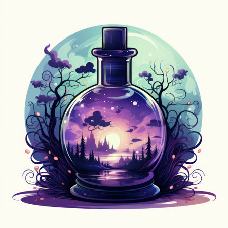 Cartoon Halloween,Bottle of Purple poison.の素材