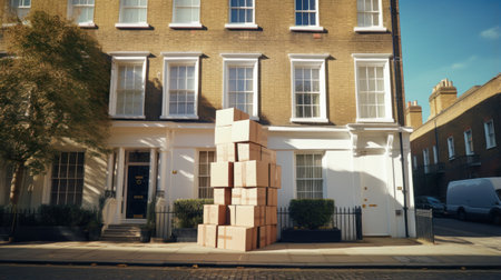 Delivered parcels on door mat near entrance