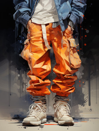 Colored jeans watercolor drawing.の素材