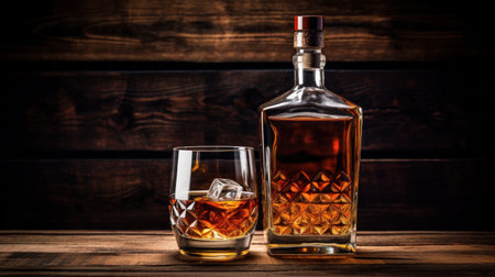 Bottle of Very Special Cognac on fire background.の素材