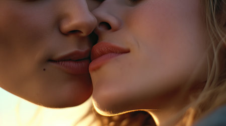 Kissing couple portraitの素材