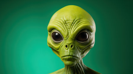 Image of an alien. Humanoid from an other planet portrait on studio background.の素材