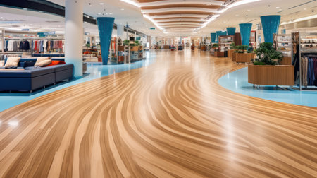 interior of empty modern shopping mall with spc flooring.の素材