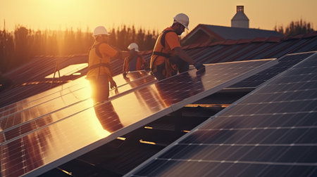 Installing a Solar Cell on a Roofの素材