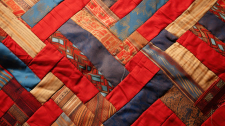 Patchwork quilt. Part of patchwork quilt as background. Flower print. Color blanket in style...