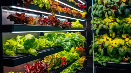 Vertical hydroponic garden farming domestic produce.の素材