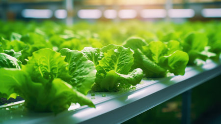 seedling tray in hydroponic greenhouse.の素材