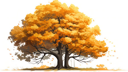 autumn trees, 2d design, white backgroundの素材