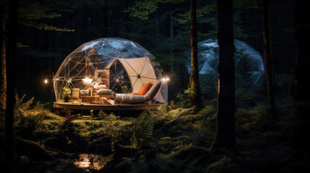 glamping in the beautiful countryside. luxury glamping. glamorous campingの素材