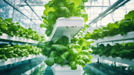 Vertical hydroponic garden farming domestic produce.の素材
