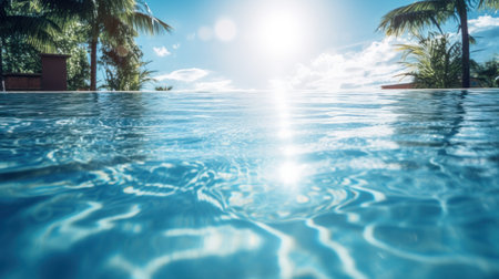 surface of blue swimming pool,background of water in swimming pool.の素材