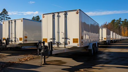 New Trailer factory or Dealership parking lot.の素材