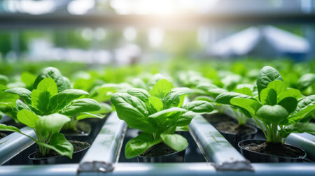 Vertical hydroponic garden farming domestic produce.の素材