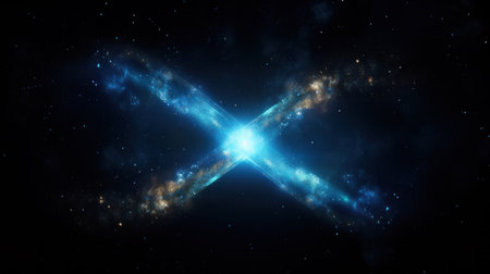 Plus or x sign on background with stars and amazing colorful and deep blue dark.の素材