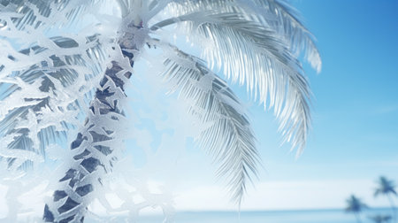 palm leaves through frosted glass.の素材