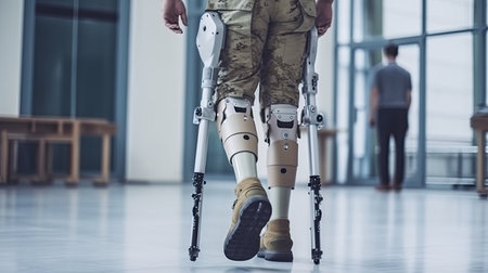 medical prosthetics clinic. Soldiers suffering from mine explosion injuries. Bionic prosthetic legsの素材