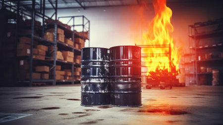 Fire in Barrels in storage.の素材