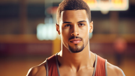 Portrait of young basketball playerの素材