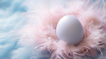 Colorful Easter egg in the nest. Space for textの素材