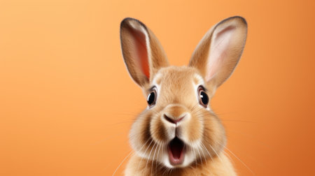 photo portrait of bunny or rabbit on peach background for digital printing wallpaper, custom design, easter concept.の素材