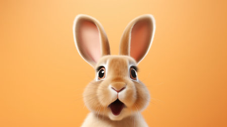 photo portrait of bunny or rabbit on peach background for digital printing wallpaper, custom design, easter concept.の素材