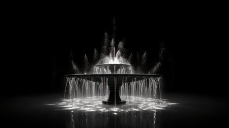 fountain black background Street Park water view.の素材