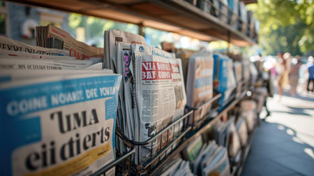 Street Newspaper Stand with no name, abstract newspapersの素材