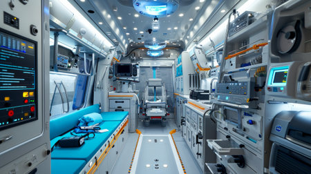 Emergency equipment and devices, Ambulance interior details.の素材