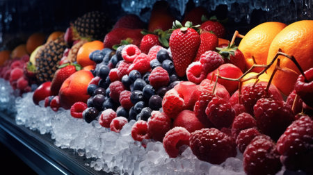 Berries selection at grocery storeの素材
