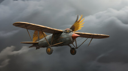 Mixture of bird and airplane, cartoon style.の素材