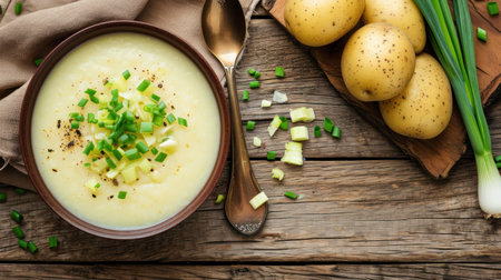 Homemade potato soup with onionの素材
